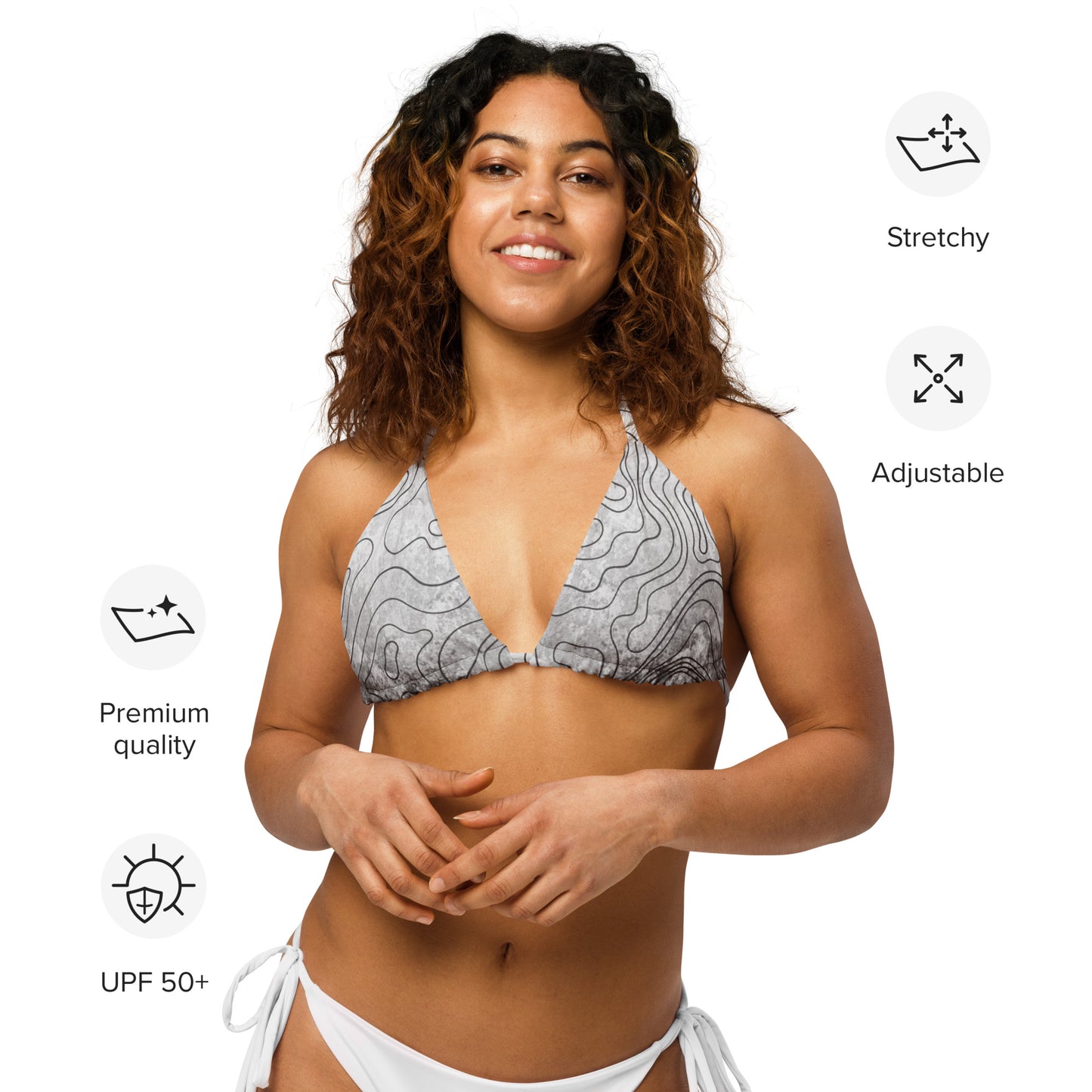 String bikini top - Gray Topo