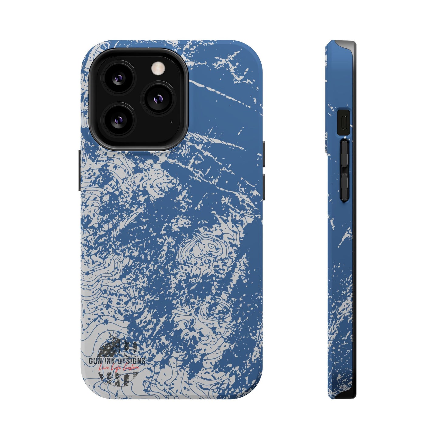 Magnetic Tough Phone Cases - Blue topo camo