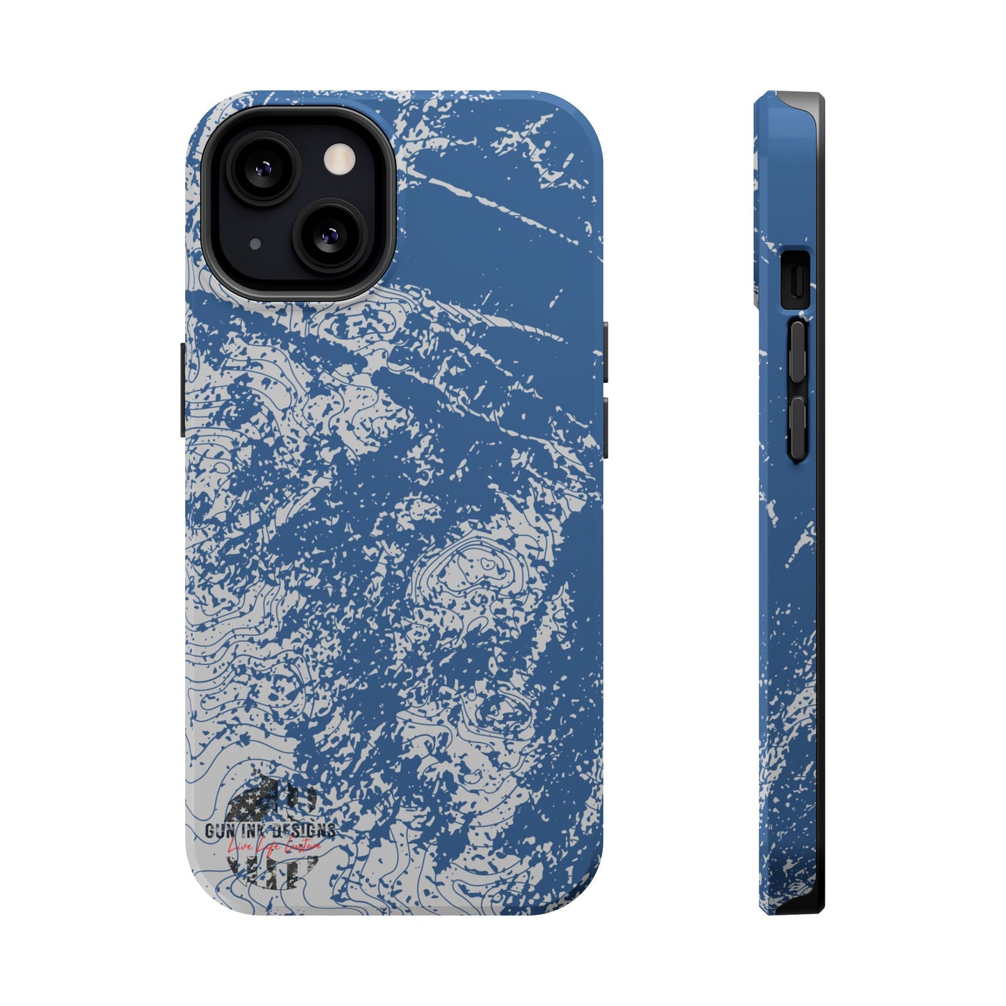 Magnetic Tough Phone Cases - Blue topo camo