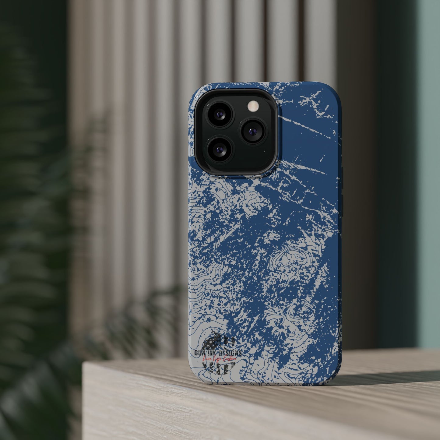 Magnetic Tough Phone Cases - Blue topo camo