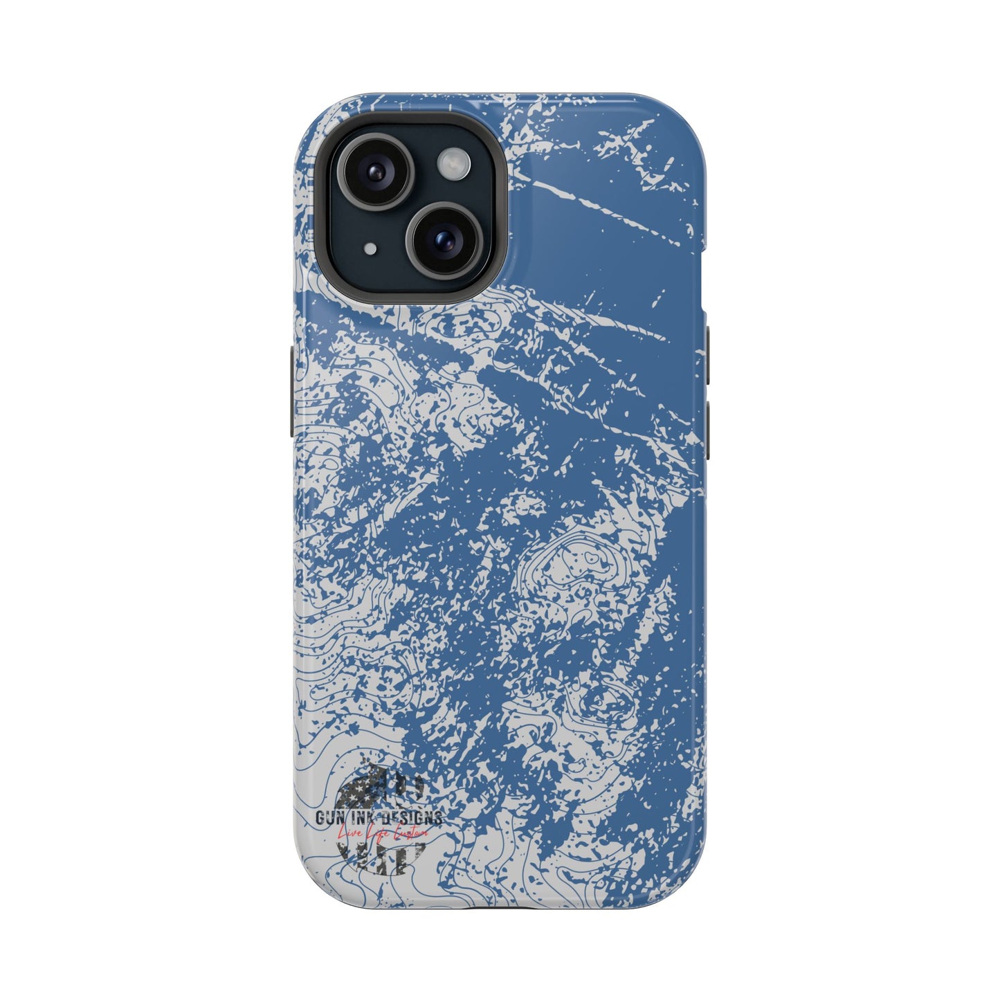 Magnetic Tough Phone Cases - Blue topo camo