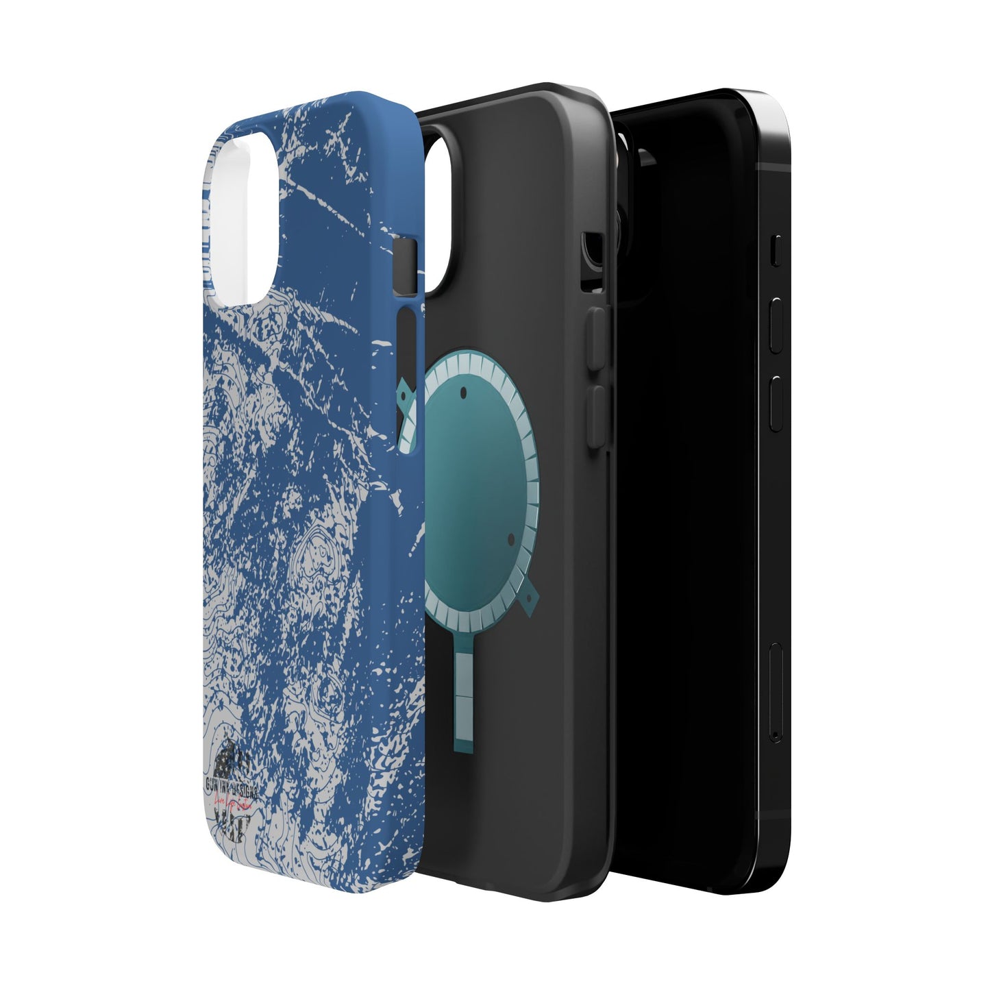 Magnetic Tough Phone Cases - Blue topo camo