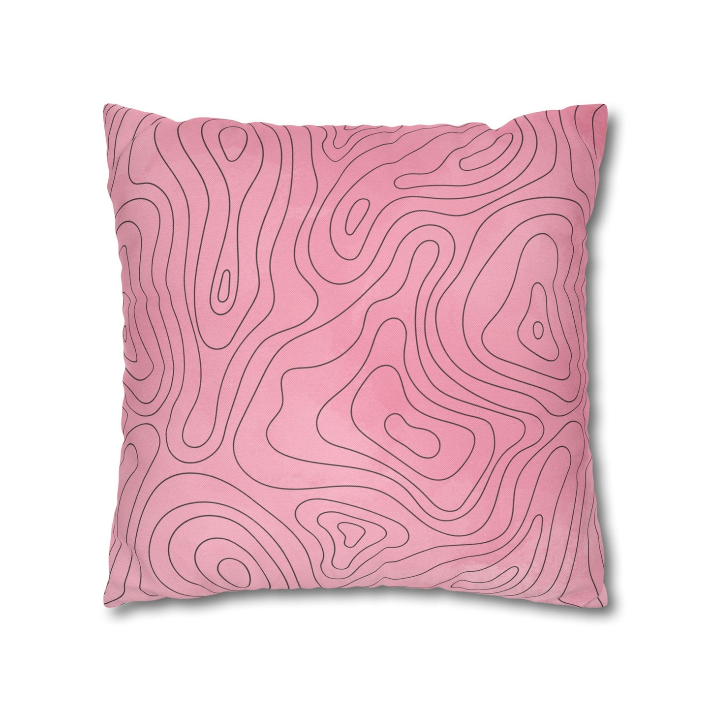 Spun Polyester Square Pillowcase - Pink Topo