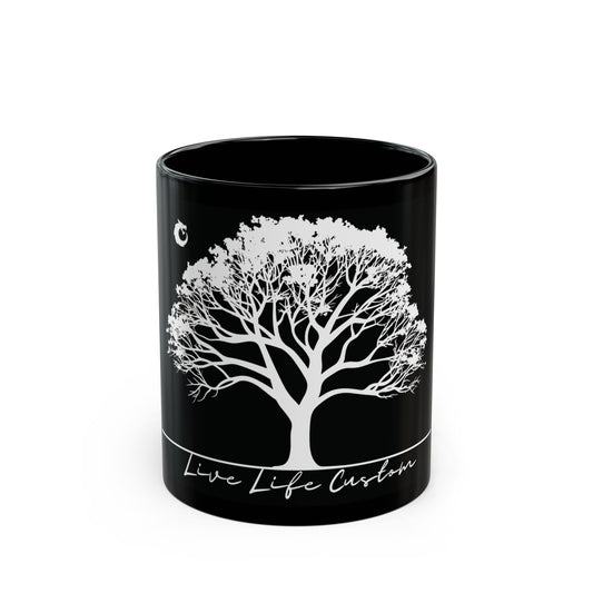 Black Mug (11oz, 15oz) - White Tree