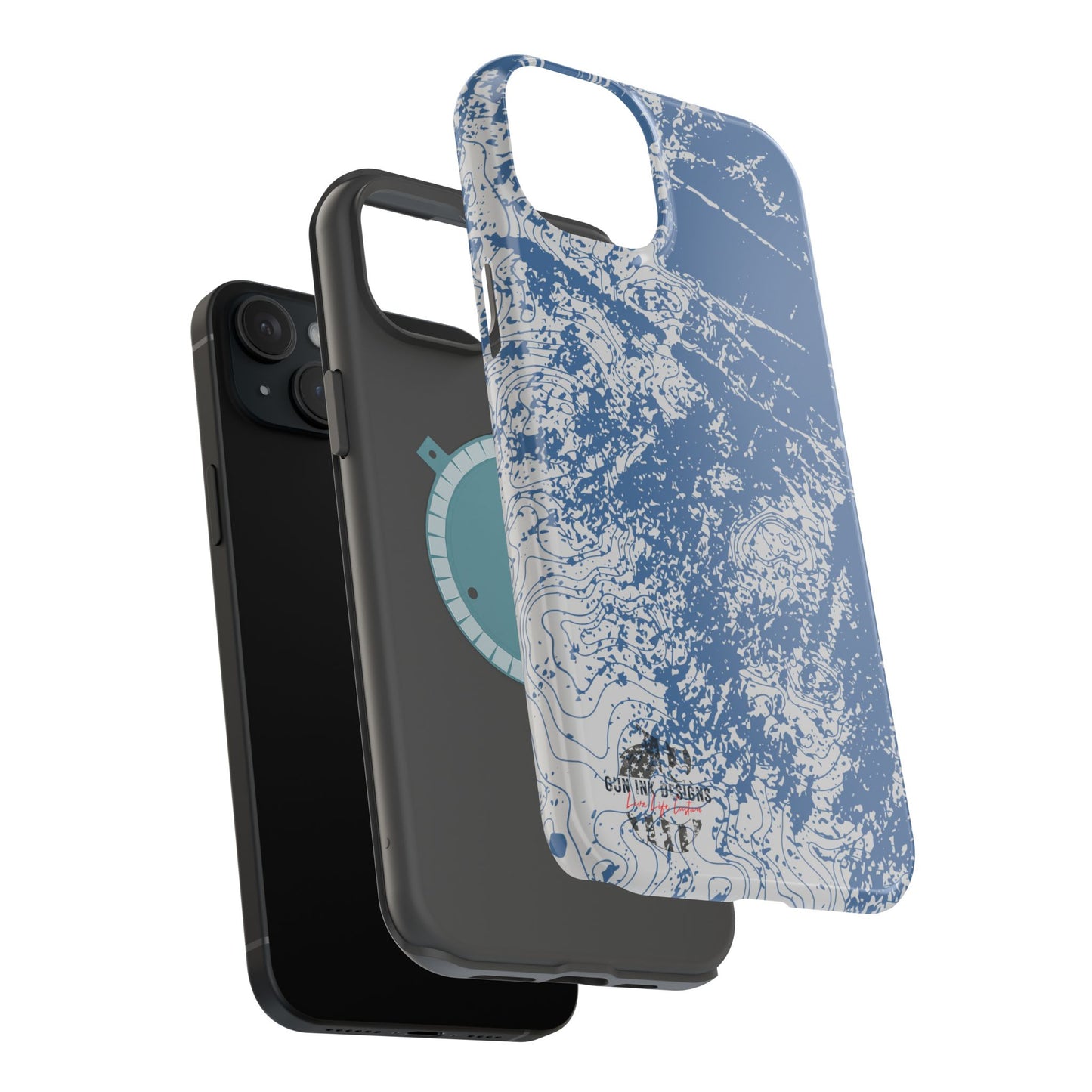 Magnetic Tough Phone Cases - Blue topo camo