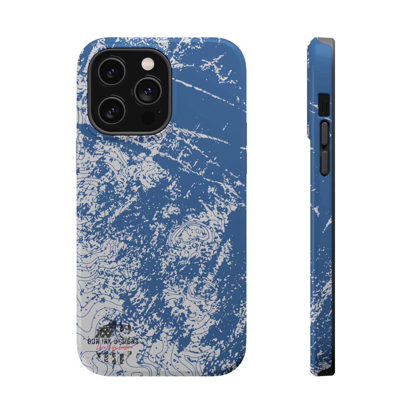 Magnetic Tough Phone Cases - Blue topo camo