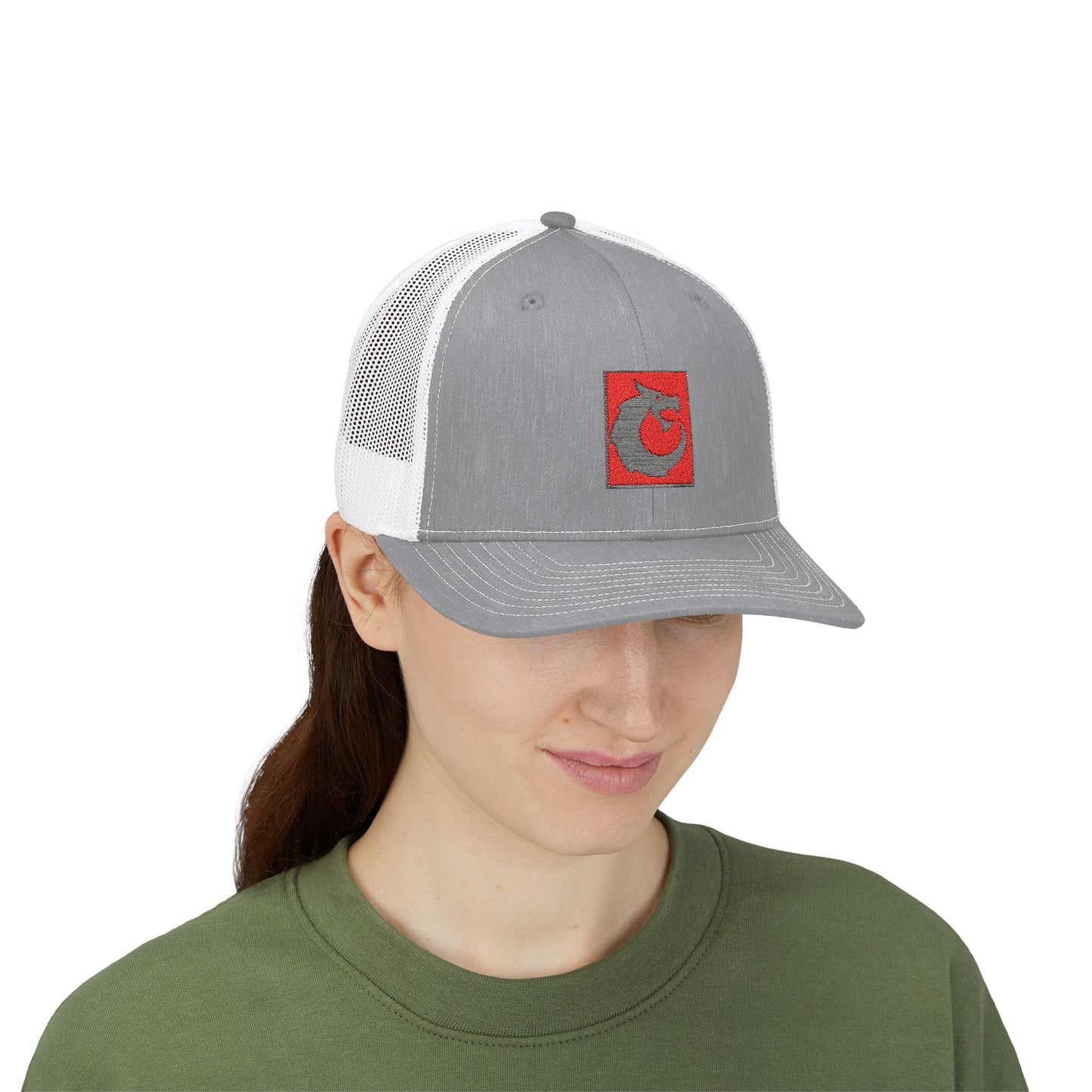 Snapback Trucker Cap - Gray Red Dragon