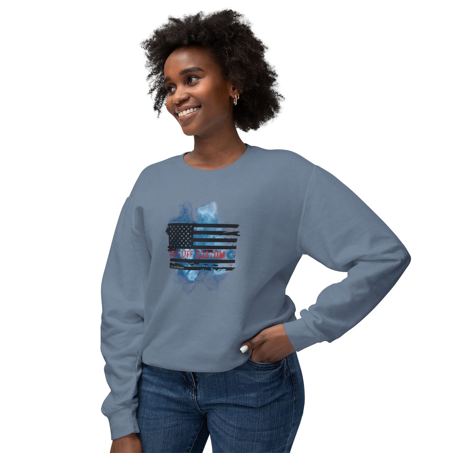 Lightweight Crewneck Sweatshirt - Water Color Flag