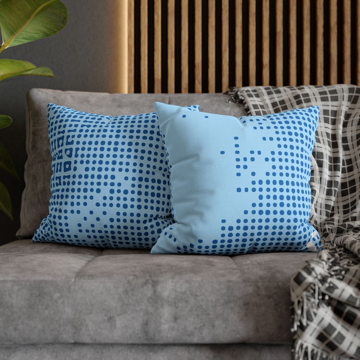 Spun Polyester Square Pillowcase - Blue Tech
