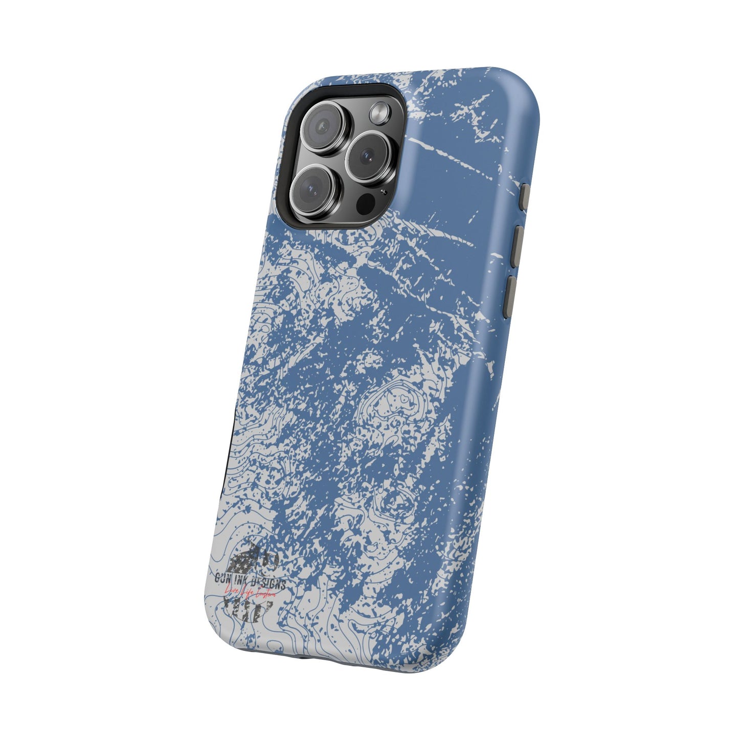 Magnetic Tough Phone Cases - Blue topo camo
