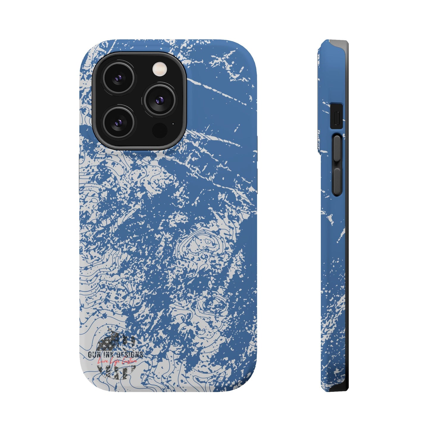 Magnetic Tough Phone Cases - Blue topo camo