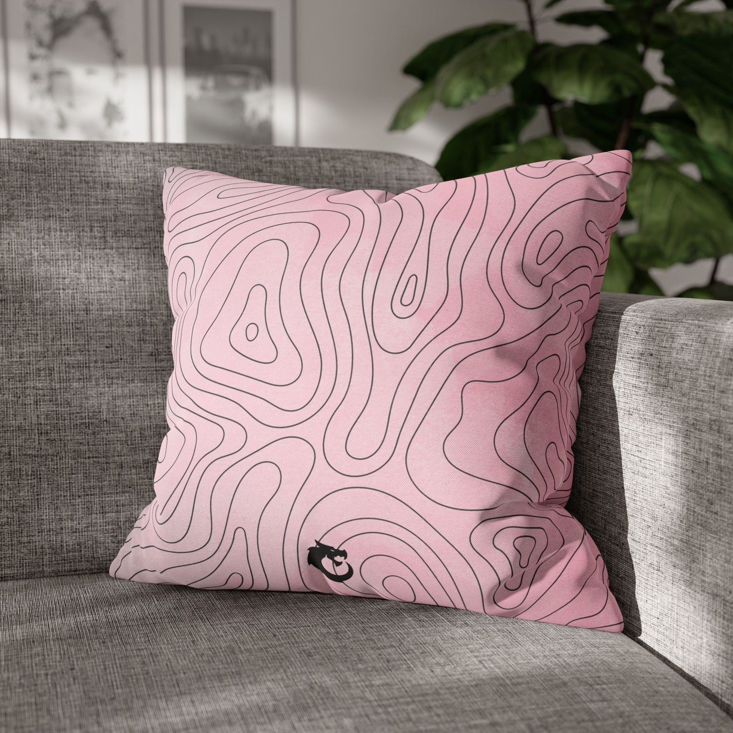 Spun Polyester Square Pillowcase - Pink Topo