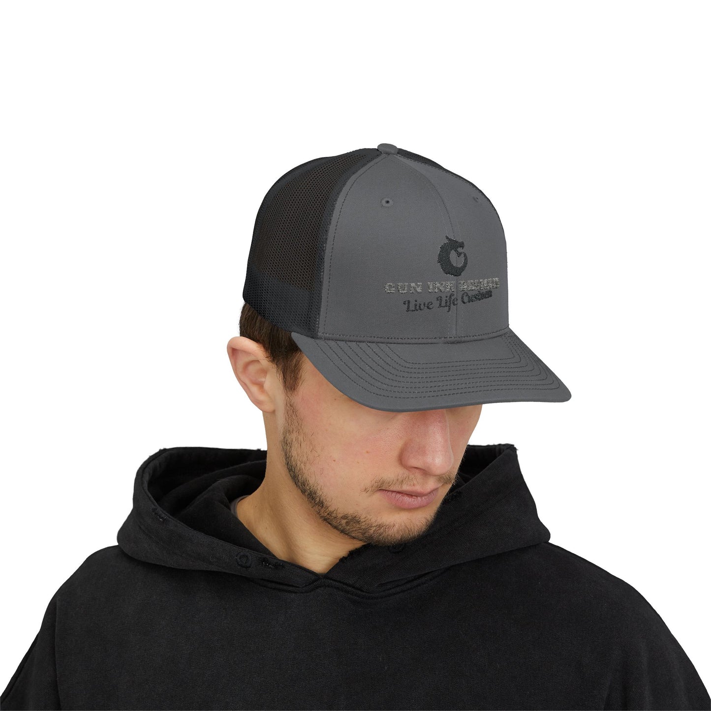 Snapback Trucker Cap - Black and Gray Logo