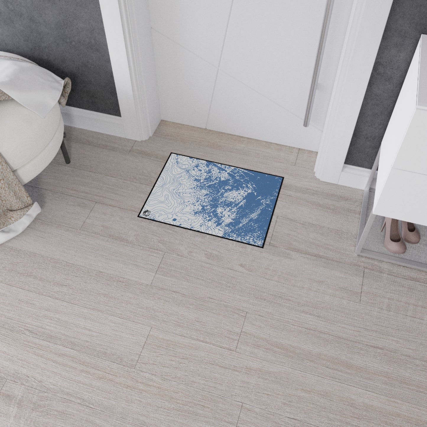 Stylish Heavy Duty Floor Mat - Blue Topographic Design