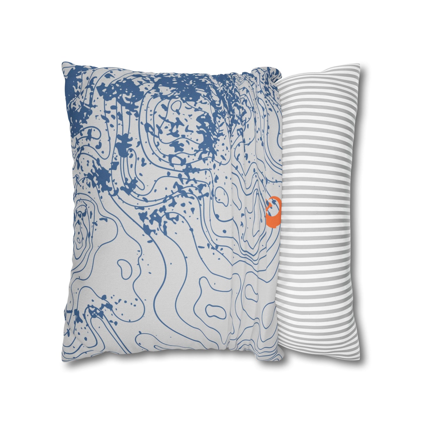 Spun Polyester Square Pillowcase - Blue Topography