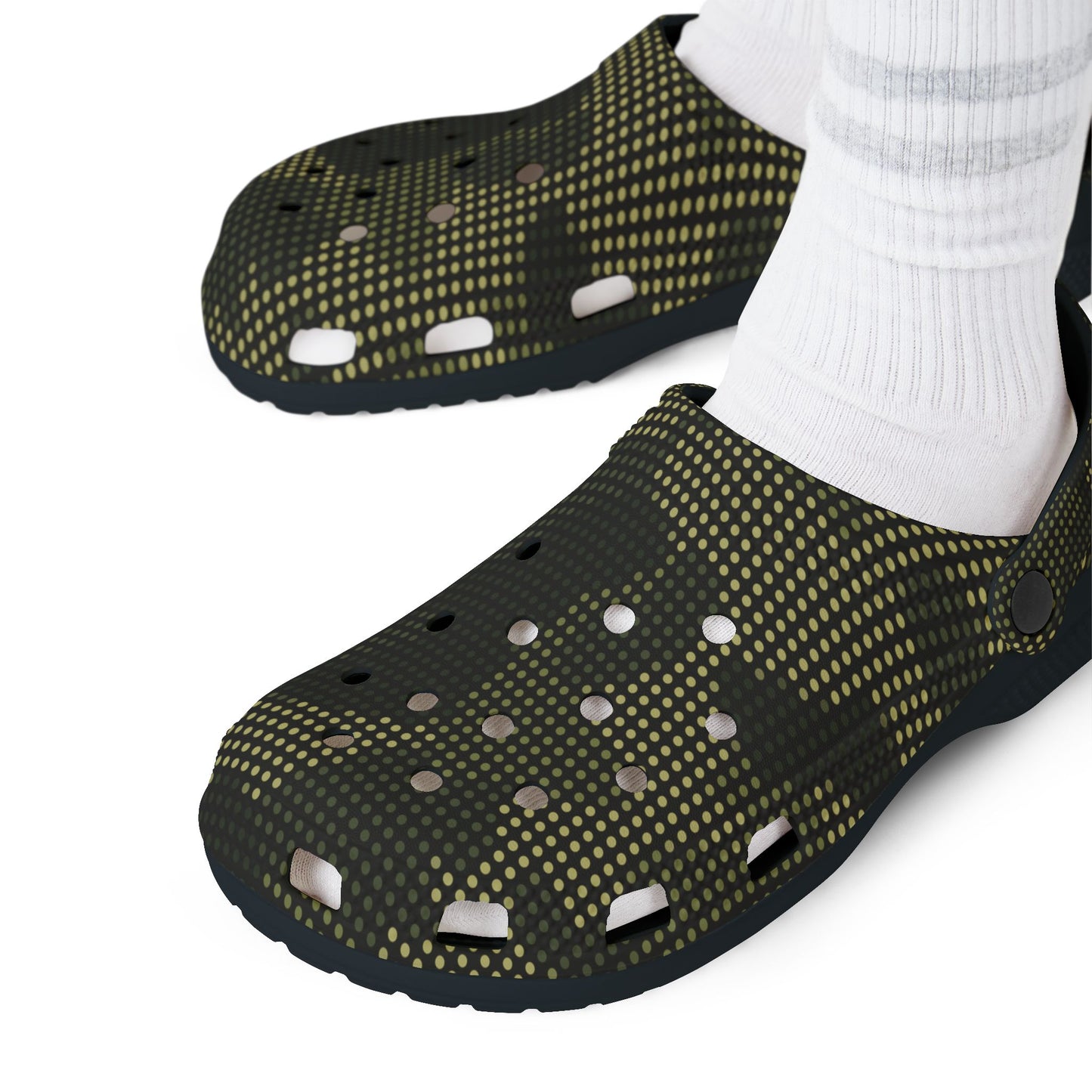 Trendy EVA Foam Rubber Clogs - Dark Green dot camo