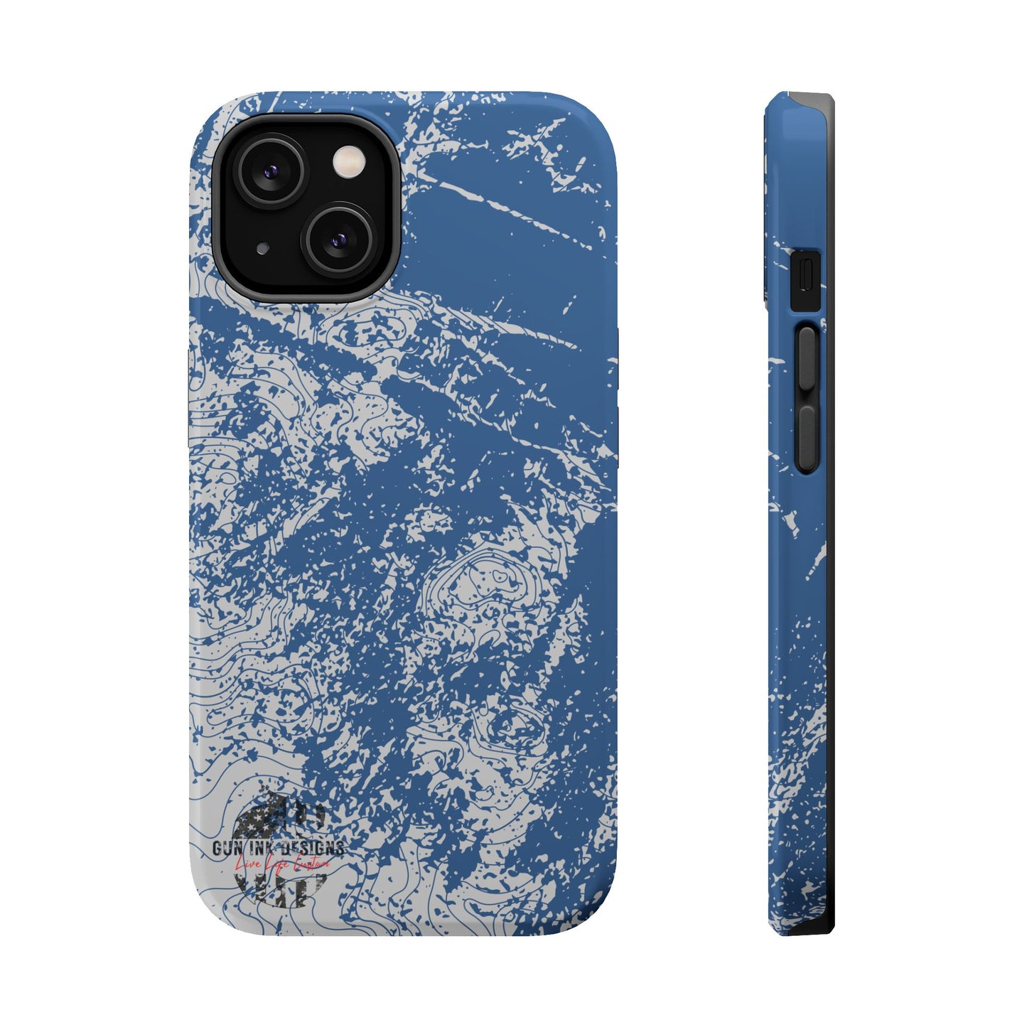 Magnetic Tough Phone Cases - Blue topo camo