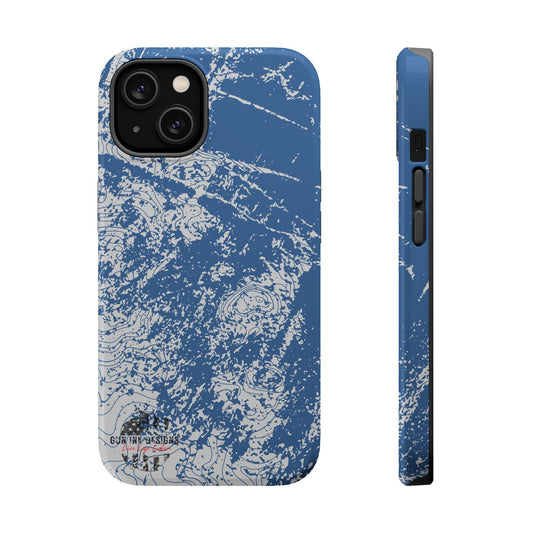 Magnetic Tough Phone Cases - Blue topo camo