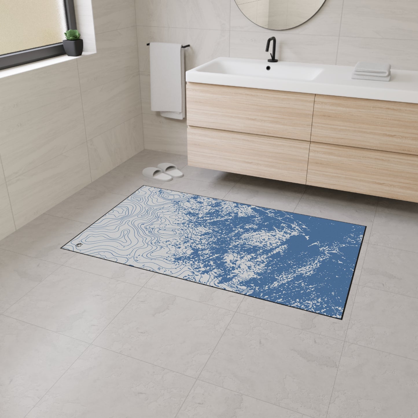 Stylish Heavy Duty Floor Mat - Blue Topographic Design