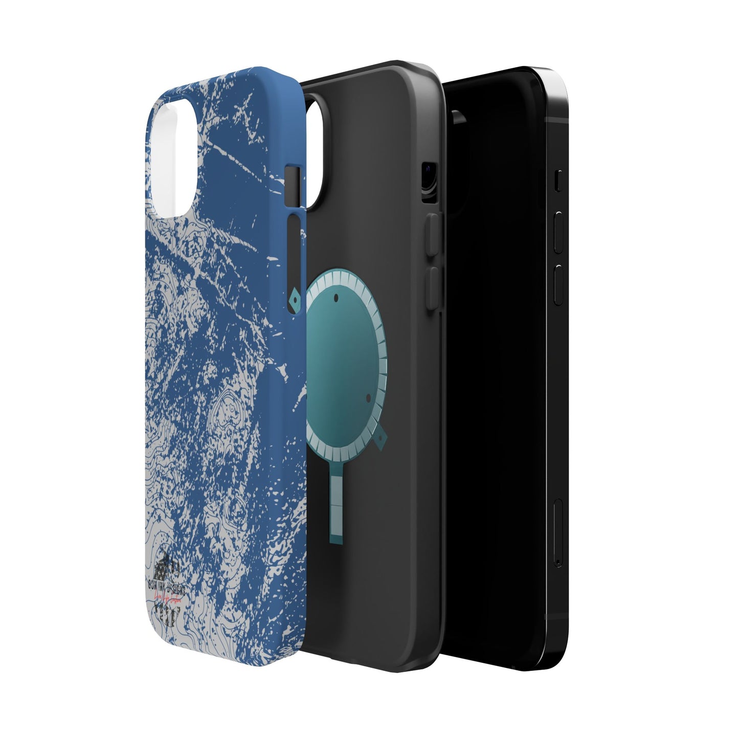 Magnetic Tough Phone Cases - Blue topo camo