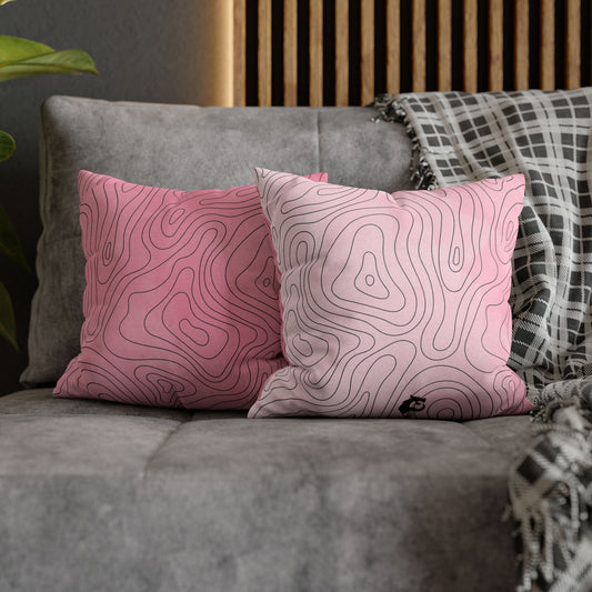 Spun Polyester Square Pillowcase - Pink Topo