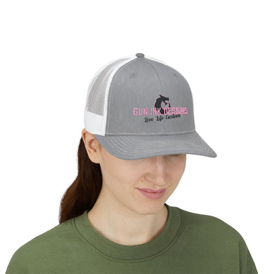 Snapback Trucker Cap - Black/ Pink Logo