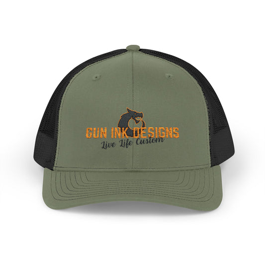 Snapback Trucker Cap - Black/ Orange Logo