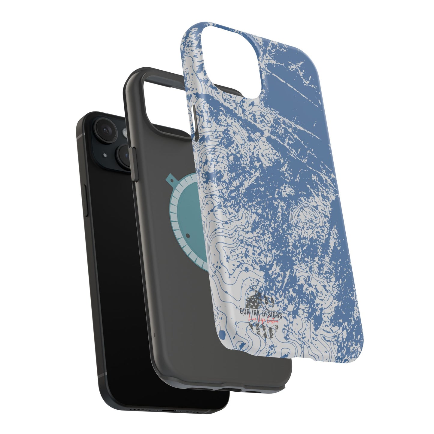Magnetic Tough Phone Cases - Blue topo camo