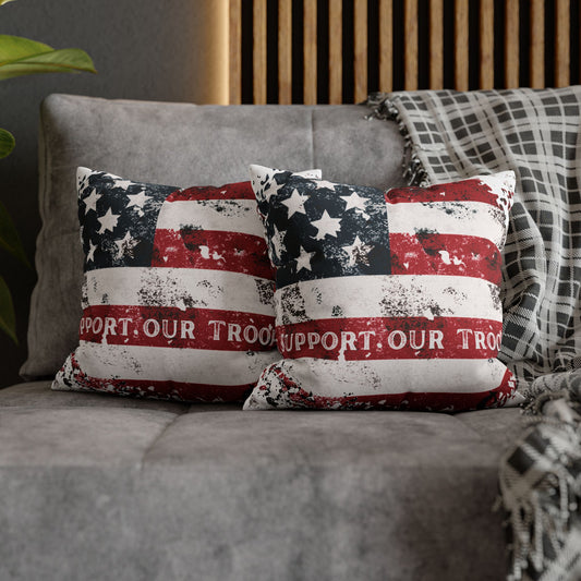 Spun Polyester Square Pillowcase - Support our Troops