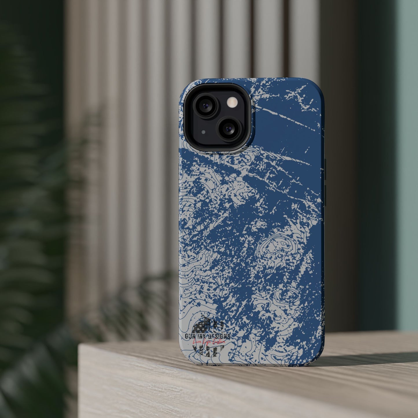 Magnetic Tough Phone Cases - Blue topo camo