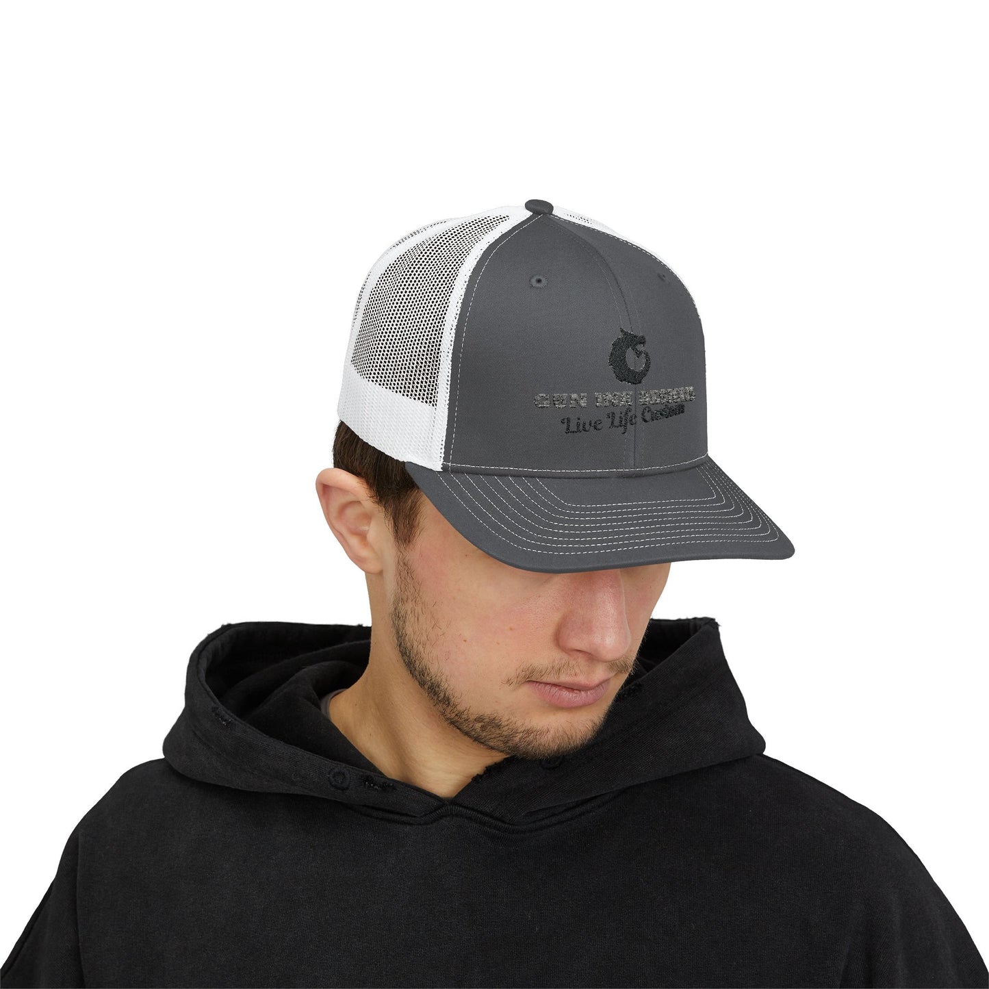 Snapback Trucker Cap - Black and Gray Logo