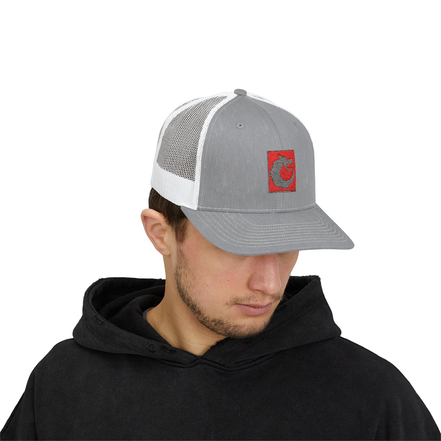Snapback Trucker Cap - Gray Red Dragon