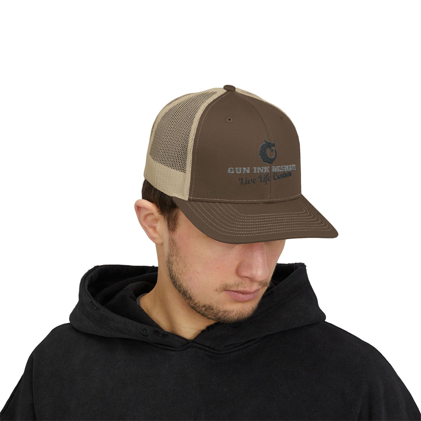 Snapback Trucker Cap - Black and Gray Logo