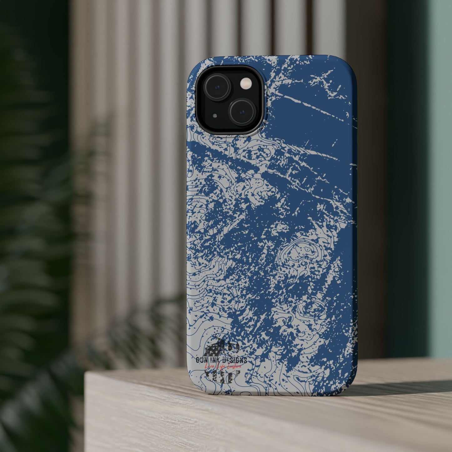 Magnetic Tough Phone Cases - Blue topo camo