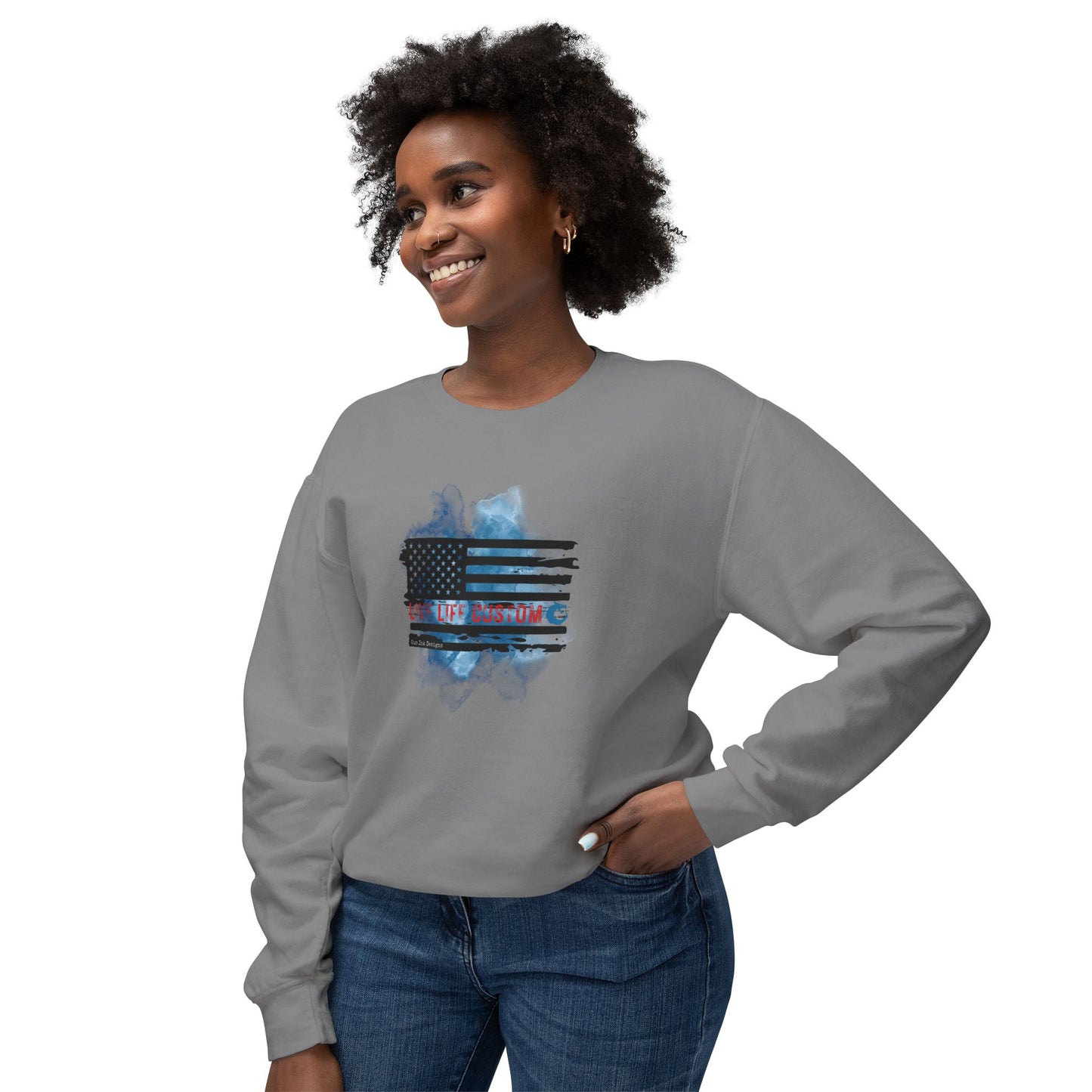 Lightweight Crewneck Sweatshirt - Water Color Flag