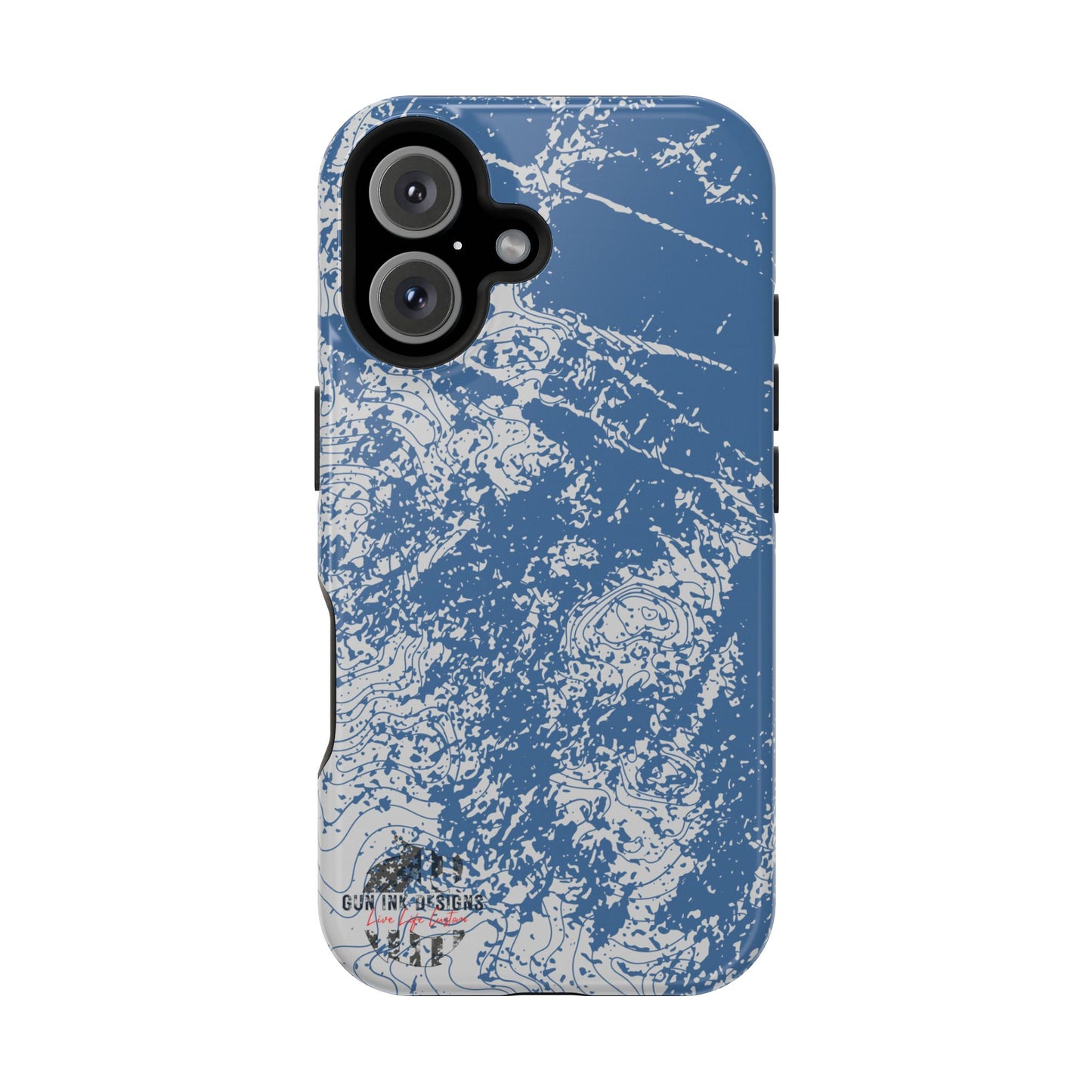 Magnetic Tough Phone Cases - Blue topo camo