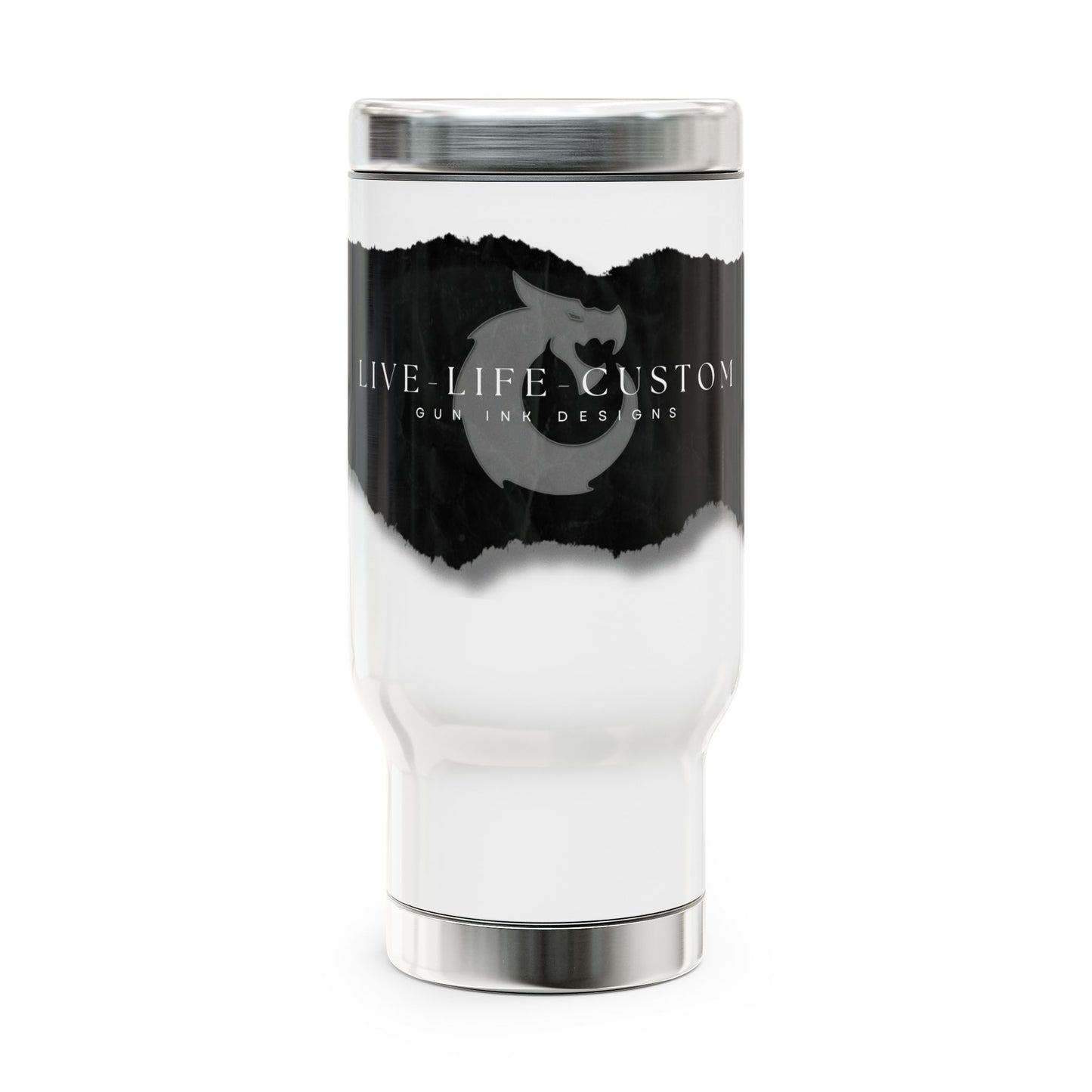 Stainless Steel Travel Mug with Handle, 14oz - Torn Paper