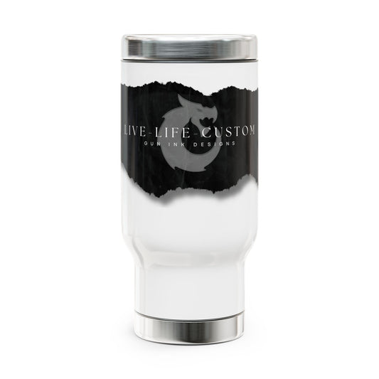 Stainless Steel Travel Mug with Handle, 14oz - Torn Paper