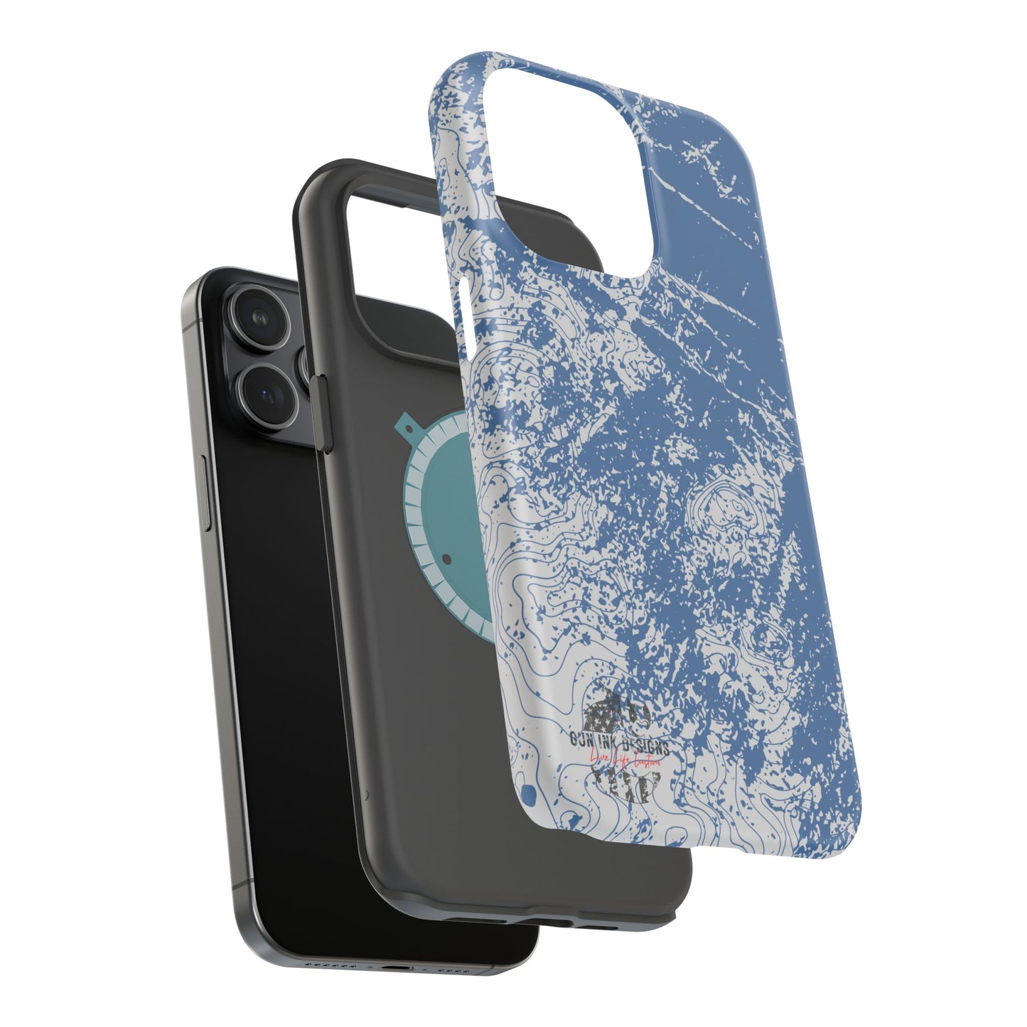 Magnetic Tough Phone Cases - Blue topo camo