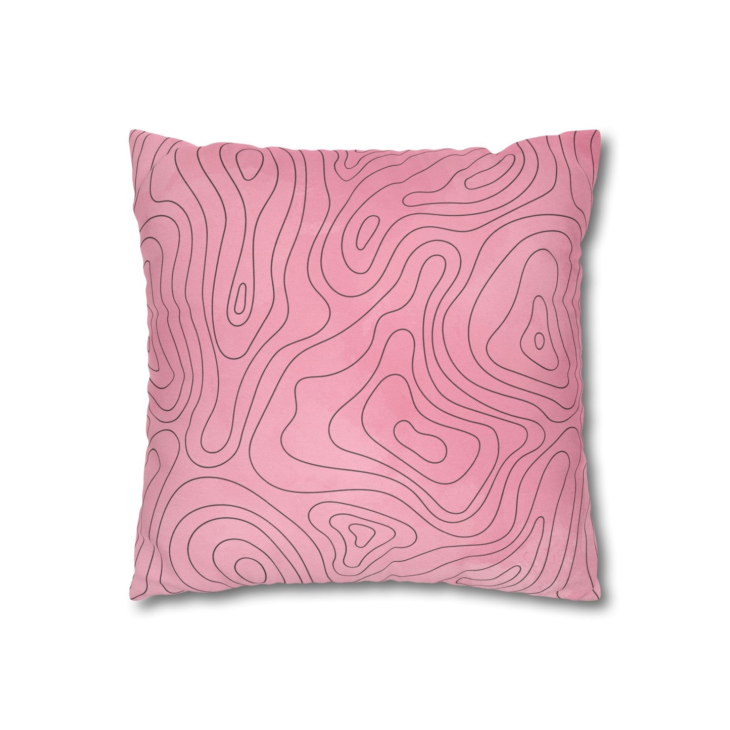Spun Polyester Square Pillowcase - Pink Topo