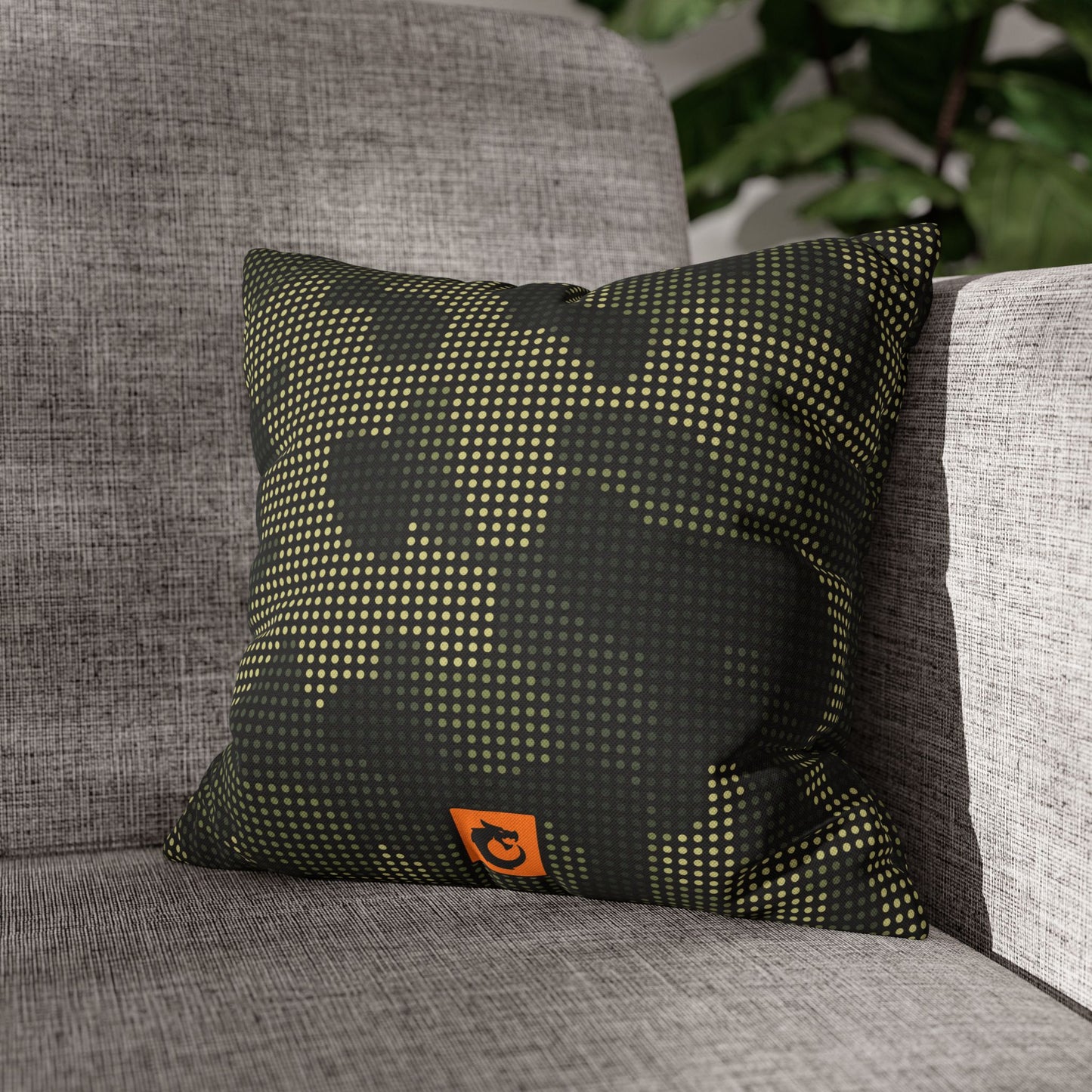 Spun Polyester Square Pillowcase - Green Tech Camo