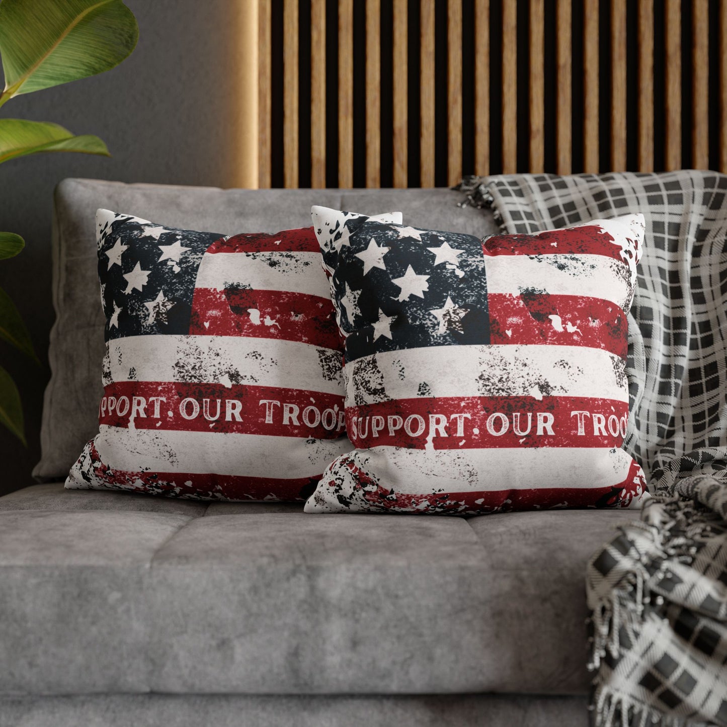 Spun Polyester Square Pillowcase - Support our Troops