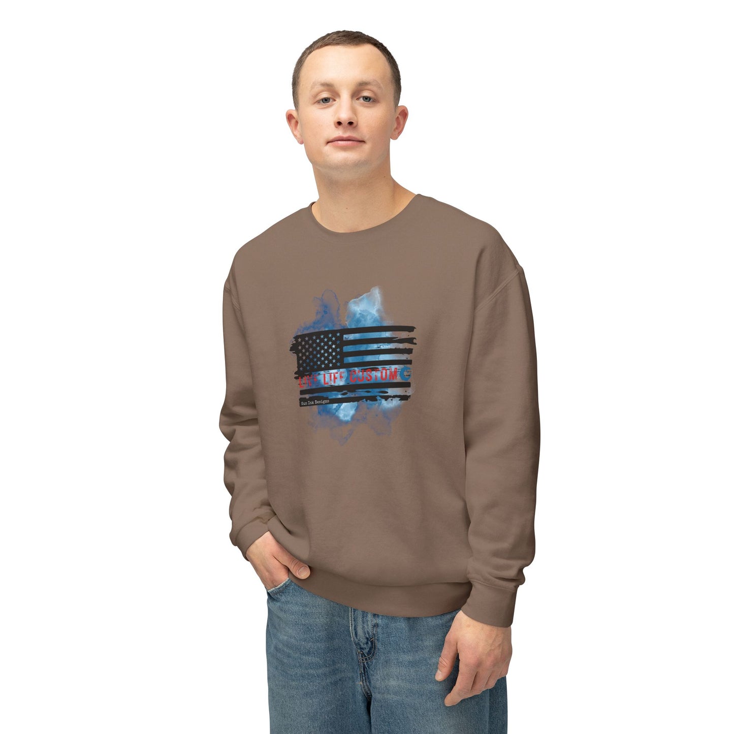 Lightweight Crewneck Sweatshirt - Water Color Flag