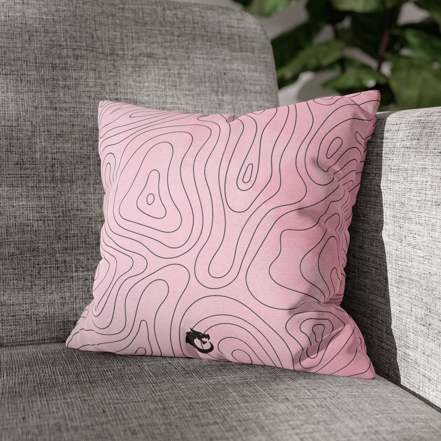 Spun Polyester Square Pillowcase - Pink Topo
