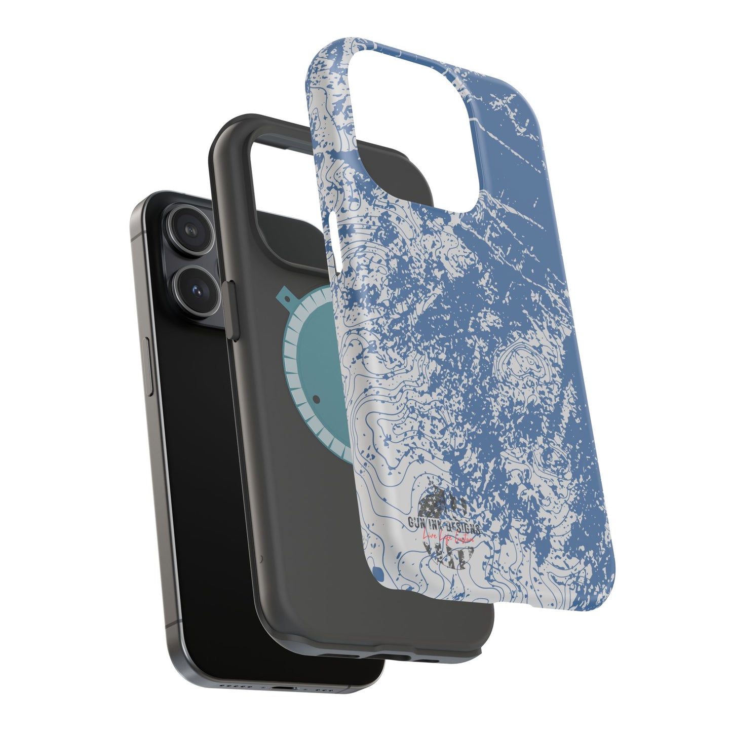 Magnetic Tough Phone Cases - Blue topo camo