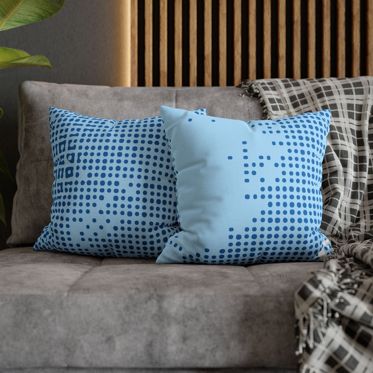 Spun Polyester Square Pillowcase - Blue Tech