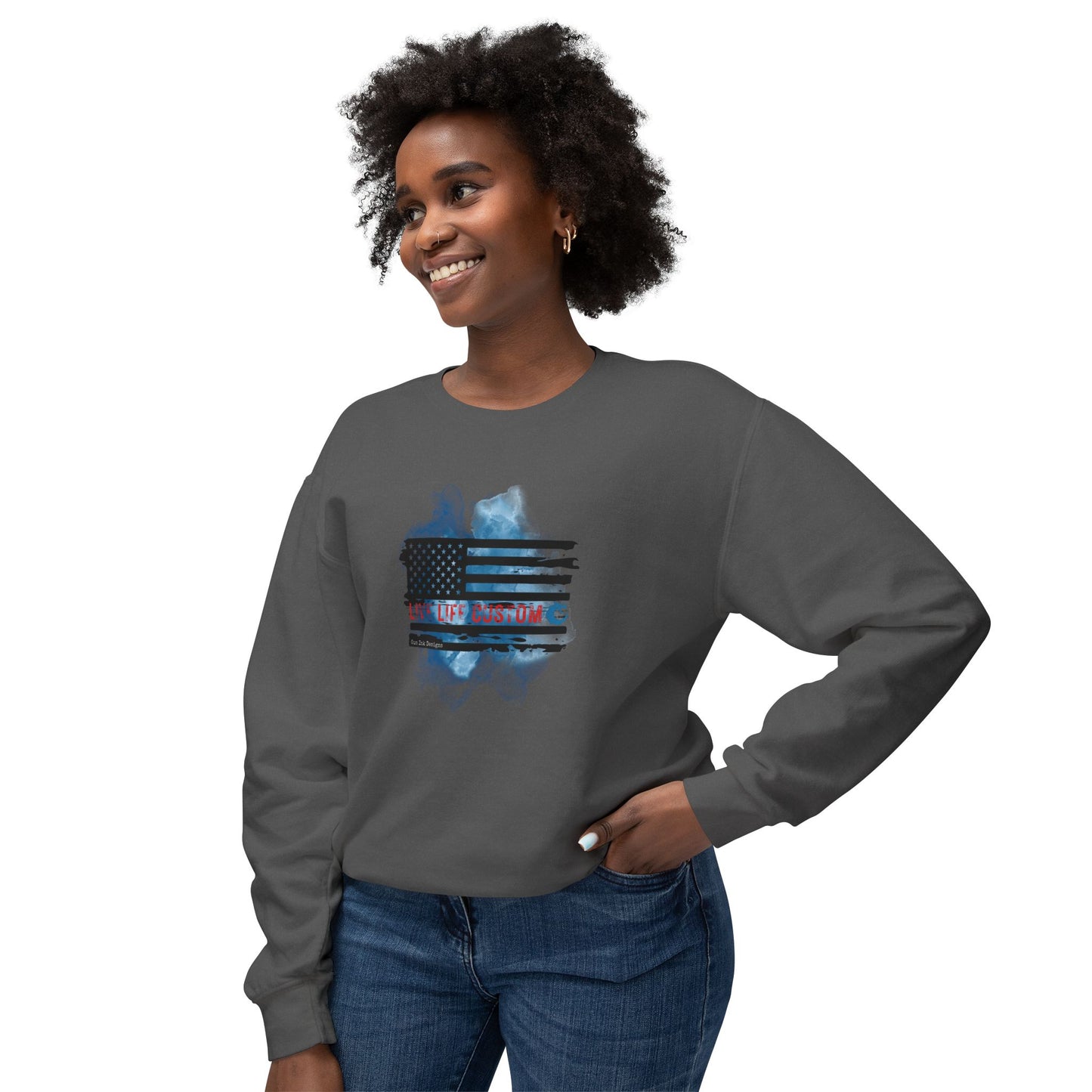 Lightweight Crewneck Sweatshirt - Water Color Flag
