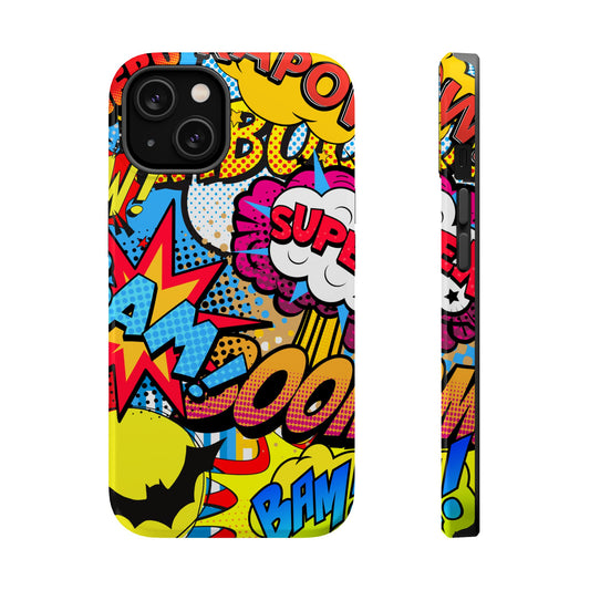 Comic Book Pop Art Phone Case - Magnetic Tough Cases for Superhero Lovers, Fun and Colorful Cell Cover