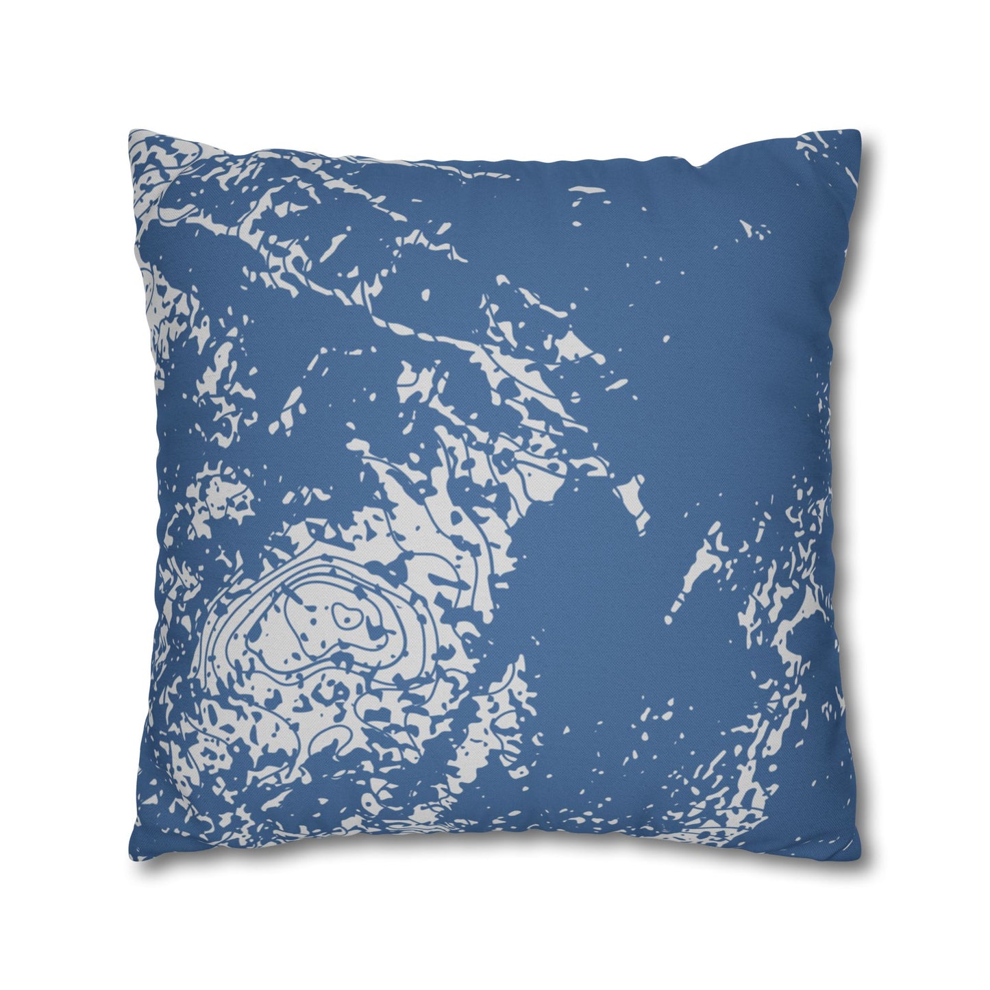 Spun Polyester Square Pillowcase - Blue Topography