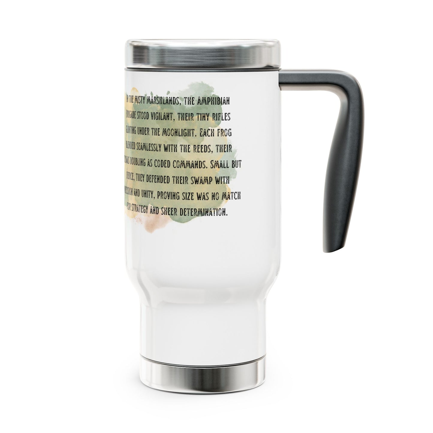 Stainless Steel Travel Mug with Handle, 14oz - Finger Disipline